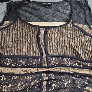 Lane Bryant Black and Tan Lace Mini Dress